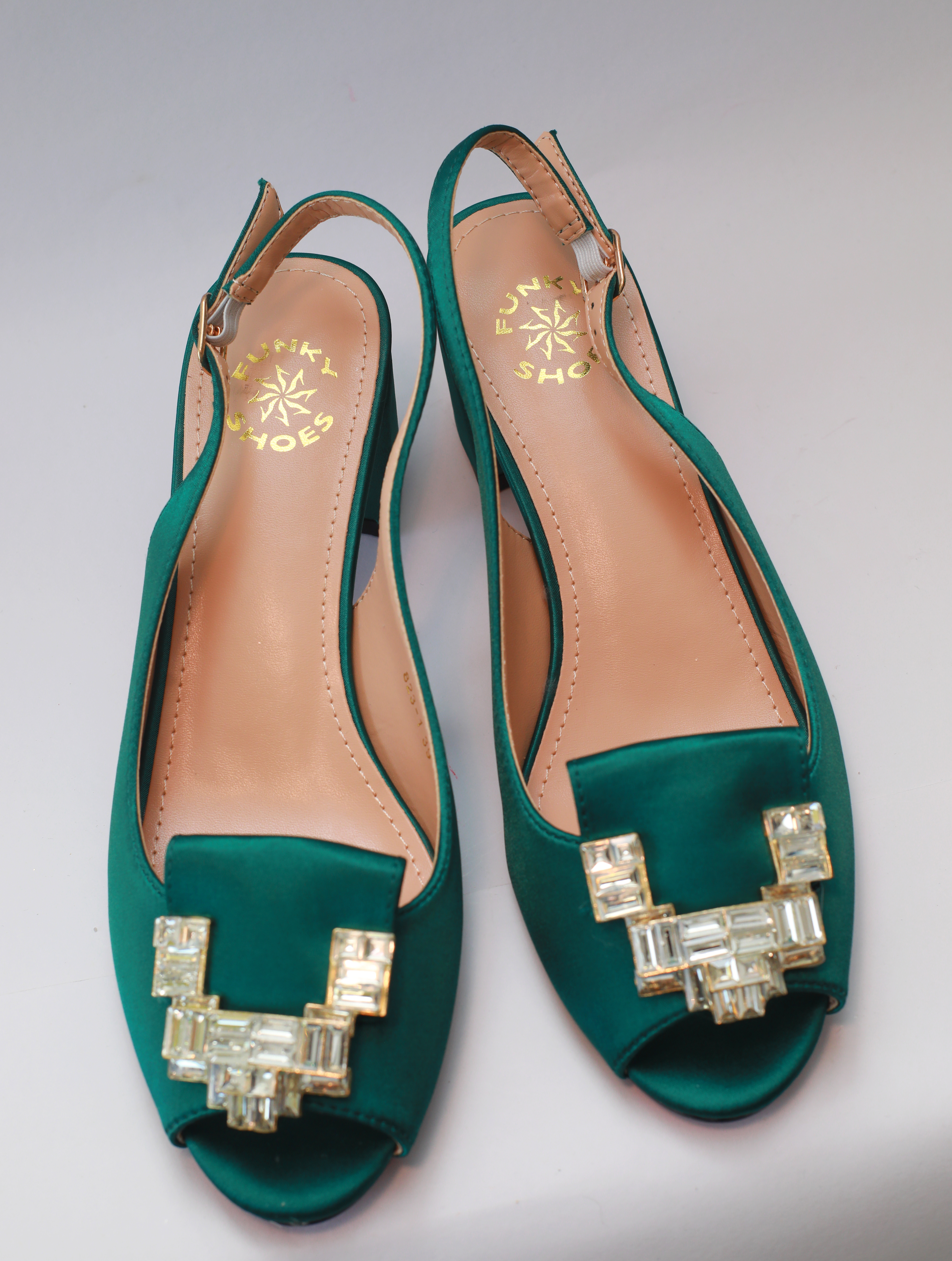 Roseline Open Toe Sandal – Emerald Green Crystal Edition